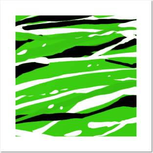 Green lines and splats Posters and Art